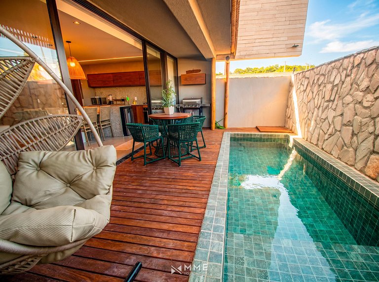 Triplex con 3 suites, piscina e hidromasaje para hasta 12 pe